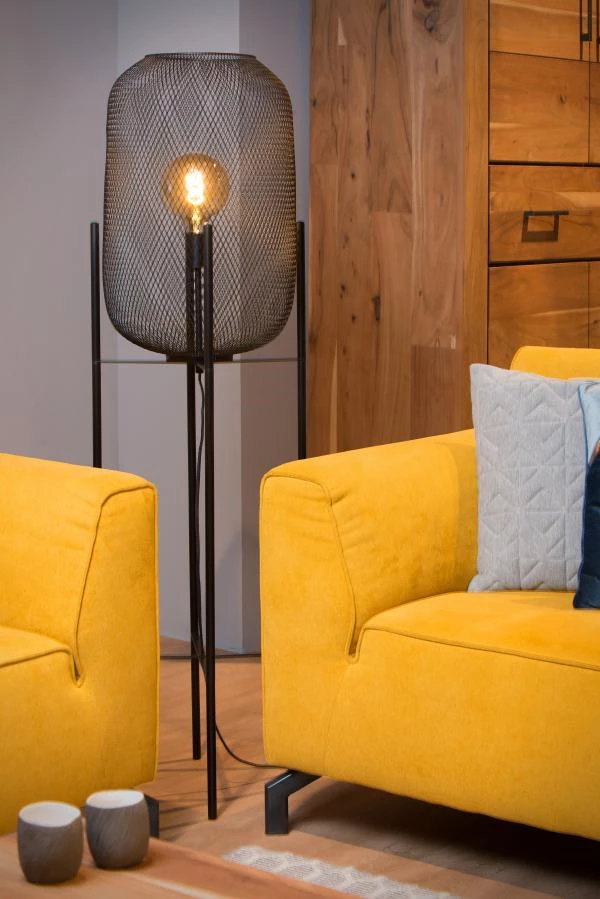 Lucide MESH - Floor lamp - Ø 35 cm - 1xE27 - Black - atmosphere 2